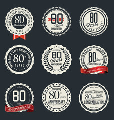 Fototapeta premium Anniversary retro badges and labels collection