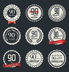 Fototapeta na wymiar Anniversary retro badges and labels collection
