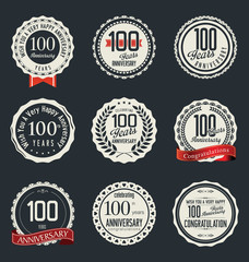 Anniversary retro badges and labels collection