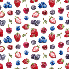 Watercolor illustration of berries. Seamless pattern