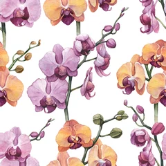 Photo sur Plexiglas Anti-reflet Orchidee Illustrations d& 39 éclairs au chocolat et de brioches à la cannelle. Motif sans couture