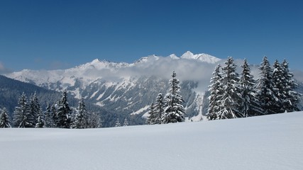 Fototapeta na wymiar Winter landscape near Gstaad