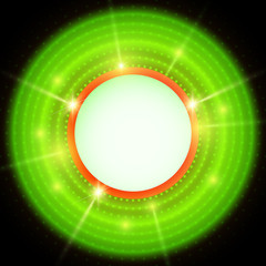 Abstract green and black background with circles