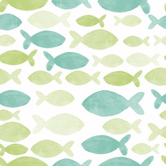 watercolor seamless pattern with fish - 74430317