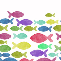watercolor seamless pattern with fish - 74430388