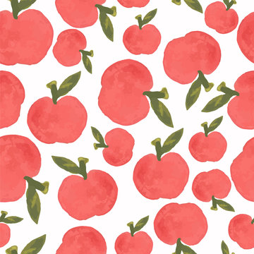 watercolor seamless pattern with fruit apples