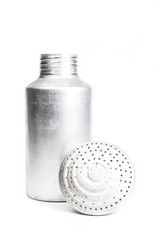 Aluminum salt shaker with the top off
