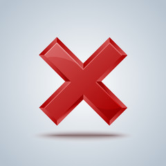 Reject cross mark sign on gray background.