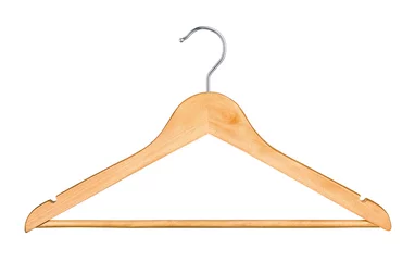 Fotobehang wooden hanger for clothes isolated on white background © sveta