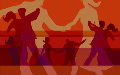 Fototapeta na wymiar Ballroom dancing colorful background