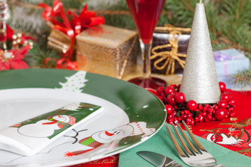 Christmas and New Year Eve table decoration