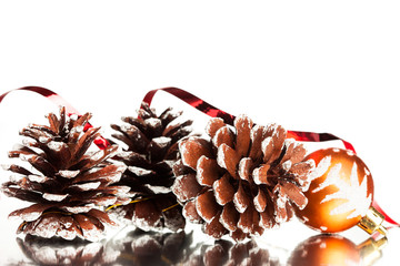 Christmas decoration with festive pinecone