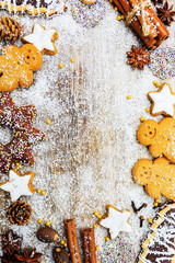 Christmas baking and christmas spices, copy space