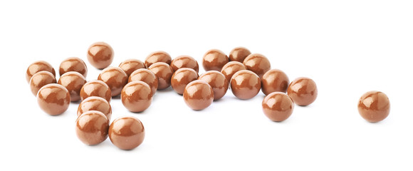 Multiple chocolate ball candies isolated