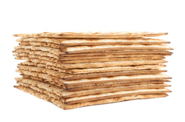 Pile of machine made matza flatbread