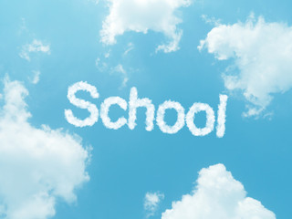 cloud words with design on blue sky background