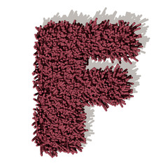 F lettera tappeto microfibra 3d, isolata su sfondo bianco