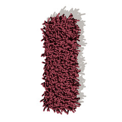I lettera tappeto microfibra 3d, isolata su sfondo bianco
