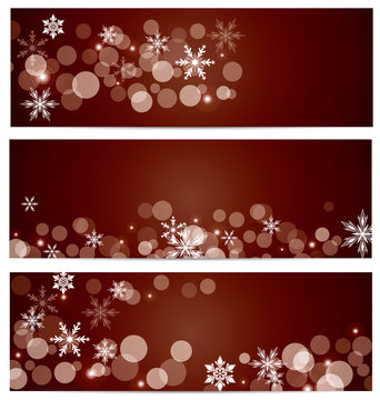 Snow falling banner background in vector.