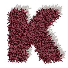K lettera tappeto microfibra 3d, isolata su sfondo bianco