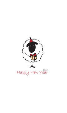 new year sheep with gift