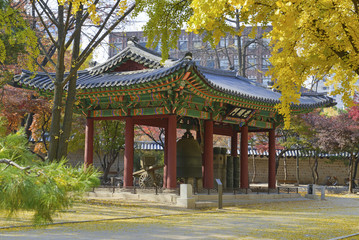 Naklejka premium Autumn colors at Deoksugung Palace in Downtown Seoul, Korea