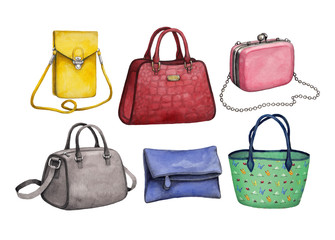 Watercolor handbag illustrations