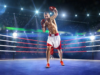 Professionl boxer is standing on the ring