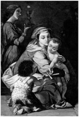 Fototapeta na wymiar Virgin Mary & child Jesus (painting from 19th century)