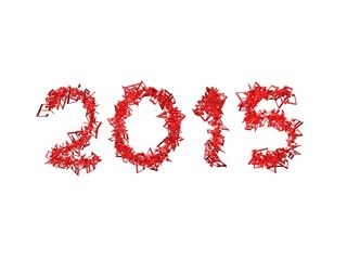 New year 2015 made from the notes - white background