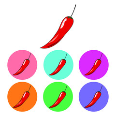 Hot chilli pepper vector set isolated. Red.