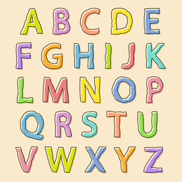 Colored Alphabet Letters With Bloated Outline