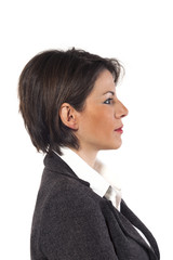 Business woman, profile on white background