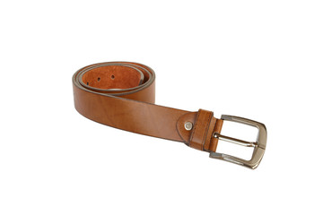 Leather belt on white background