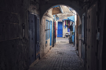 Narrow streets and pathways of Essaouira, Morocco