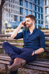 Fototapeta premium Young Man Talking on the Phone 05