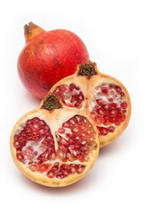 Pomegranate fruit , Punica granatum isolated on a white studio b