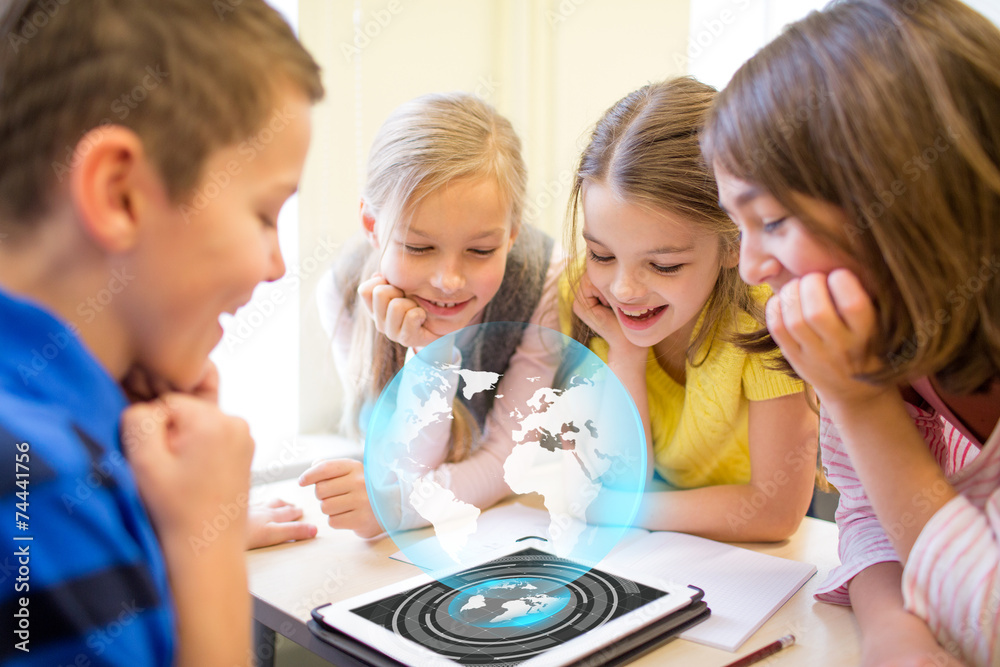 Canvas Prints group of school kids with tablet pc in classroom