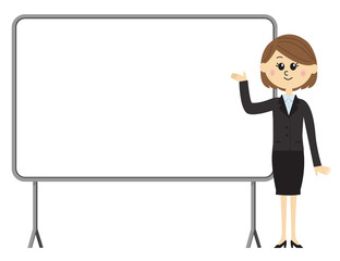 A young female employee and a whiteboard