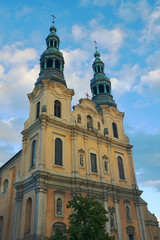 Fototapeta na wymiar Baroque church towers in Poznan.