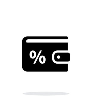 Wallet with percentage icon on white background.