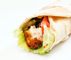 tortilla wraps with chicken and fresh vegetables