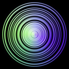 Rainbow colored disc, sphere in black background