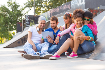 Young people having fun at the skatepark