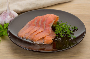 Sliced salmon