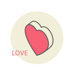 isometric large heart in honor of Valentine's Day