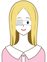女性　眼帯
