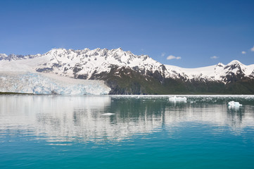 Fototapeta na wymiar Aialik bay, glacier as background, Kenai Fjords (Alaska)