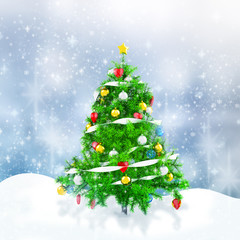 Fototapeta na wymiar 3d Christmas tree with snowflakes
