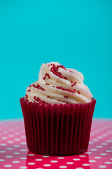 Cup cake on bright background